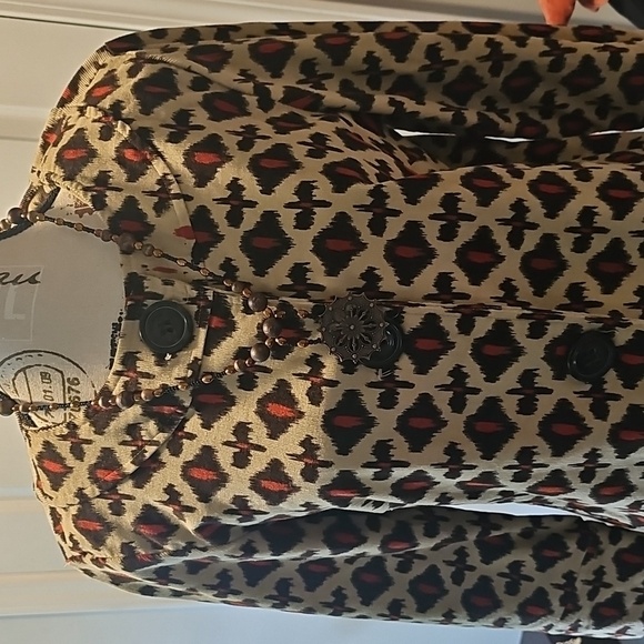 HBA Chic Women's Heart Pattern, Fall Colors Blazer, 3/4 Inch Sleeve, Size M/L - Picture 9 of 12